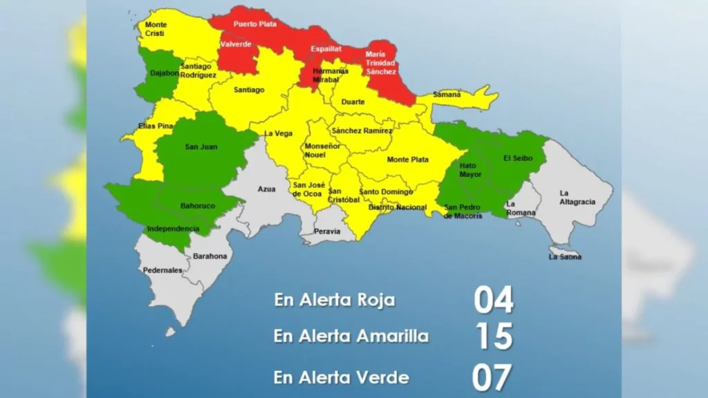 COE mantiene 26 provincias en alerta por lluvias intensas y riesgo de inundaciones